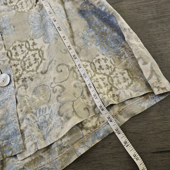 Habitat Women Linen Floral Button Down Shirt Sz XL Lagenlook Artsy Shell Buttons - Picture 6 of 9